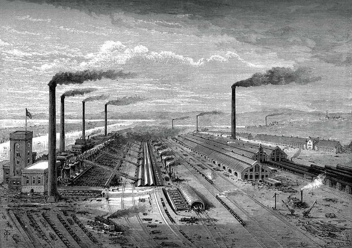<i>Print Collector/Hulton Archive/Getty Images via CNN Newsource</i><br/>An iron and steel works factory in England in 1880.