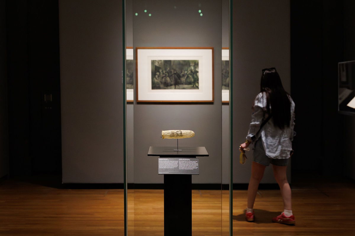 <i>Kelly Schenk/Rijksmuseum via CNN Newsource</i><br/>The condom is part of an exhibit on 19th-century prostitution and sexuality. The condom is decorated with an erotic etching featuring a nun and three clergymen