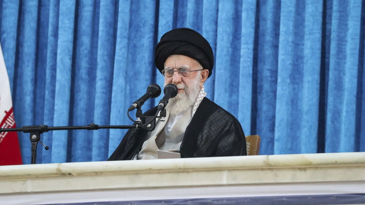 <i>Office of the Iranian Supreme Leader/AP via CNN Newsource</i><br/>Supreme Leader Ayatollah Ali Khamenei was giving a speech marking the anniversary of the 1989 death of the late revolutionary founder Ayatollah Khomeini.