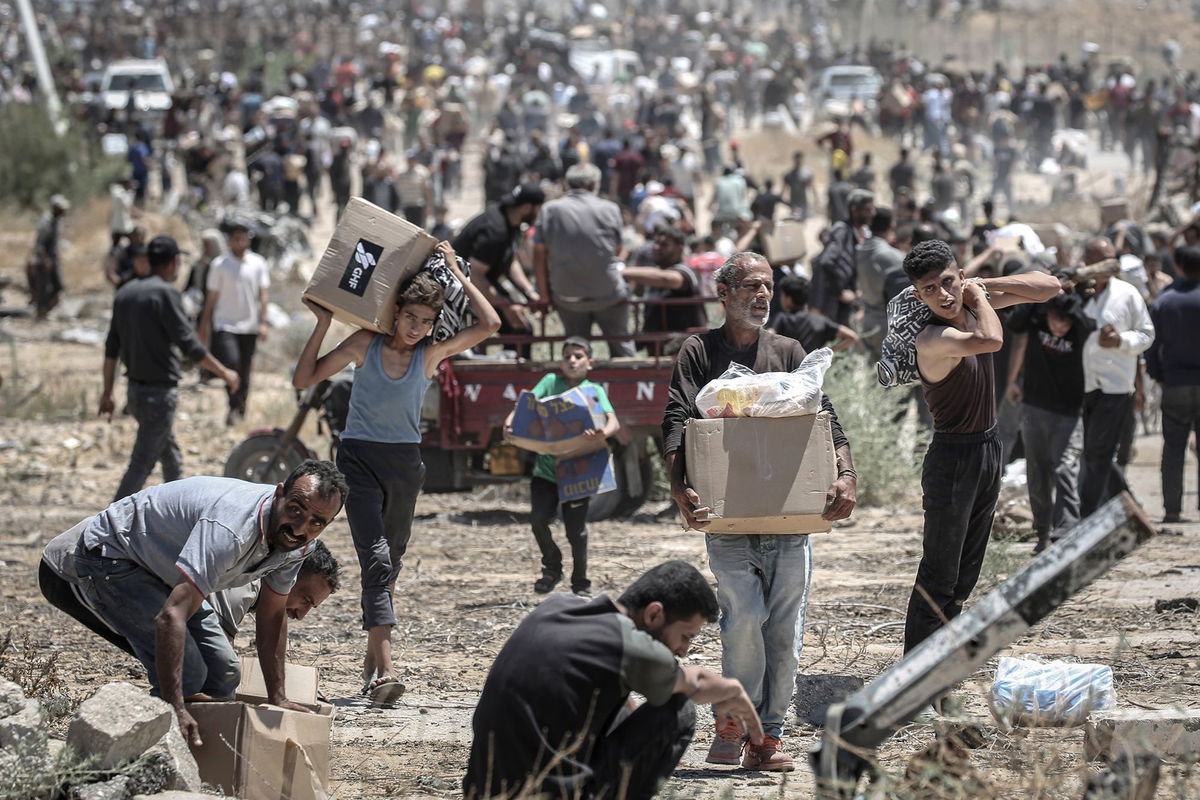 <i>Abed Rahim Khatib/Anadolu/Getty Images via CNN Newsource</i><br/>The relatives of Palestinians who lost their lives while on the way to trying to obtain aid from an aid hub in the Al-Alam area of Rafah mourn for their loved ones at Nasser Medical Complex in Khan Yunis