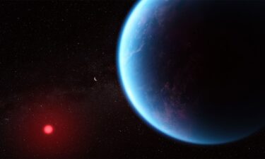 An artist's concept shows what K2-18b might look like. Thought to be covered entirely in liquid water with a hydrogen-rich atmosphere