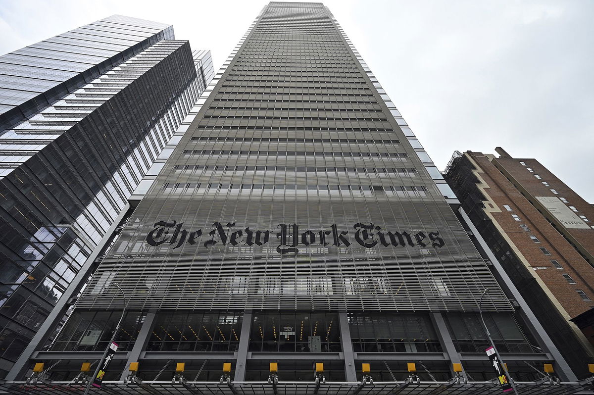 <i>Anthony Behar/Sipa USA/AP via CNN Newsource</i><br/>A view of The New York Times building in New York City in August 2021.