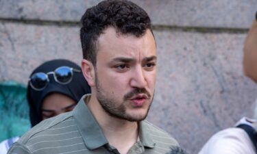 Mahmoud Khalil attends a pro-Palestinian protest encampment on the Columbia University campus in New York in  April 2024.