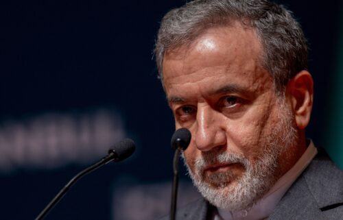 Iranian Foreign Minister Abbas Araqhchi looks on during a press conference in Istanbul
