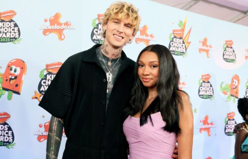 MGK and Casie Baker attend the Nickelodeon Kids' Choice Awards 2025 at Barker Hangar on June 21