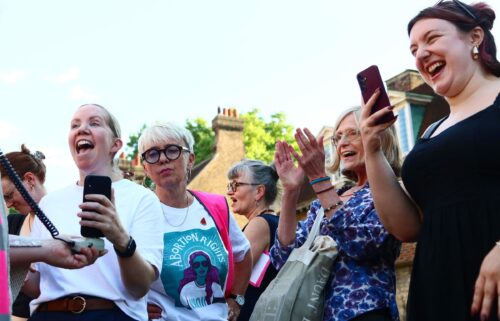 Activists from pro-choice group Abortion Rights