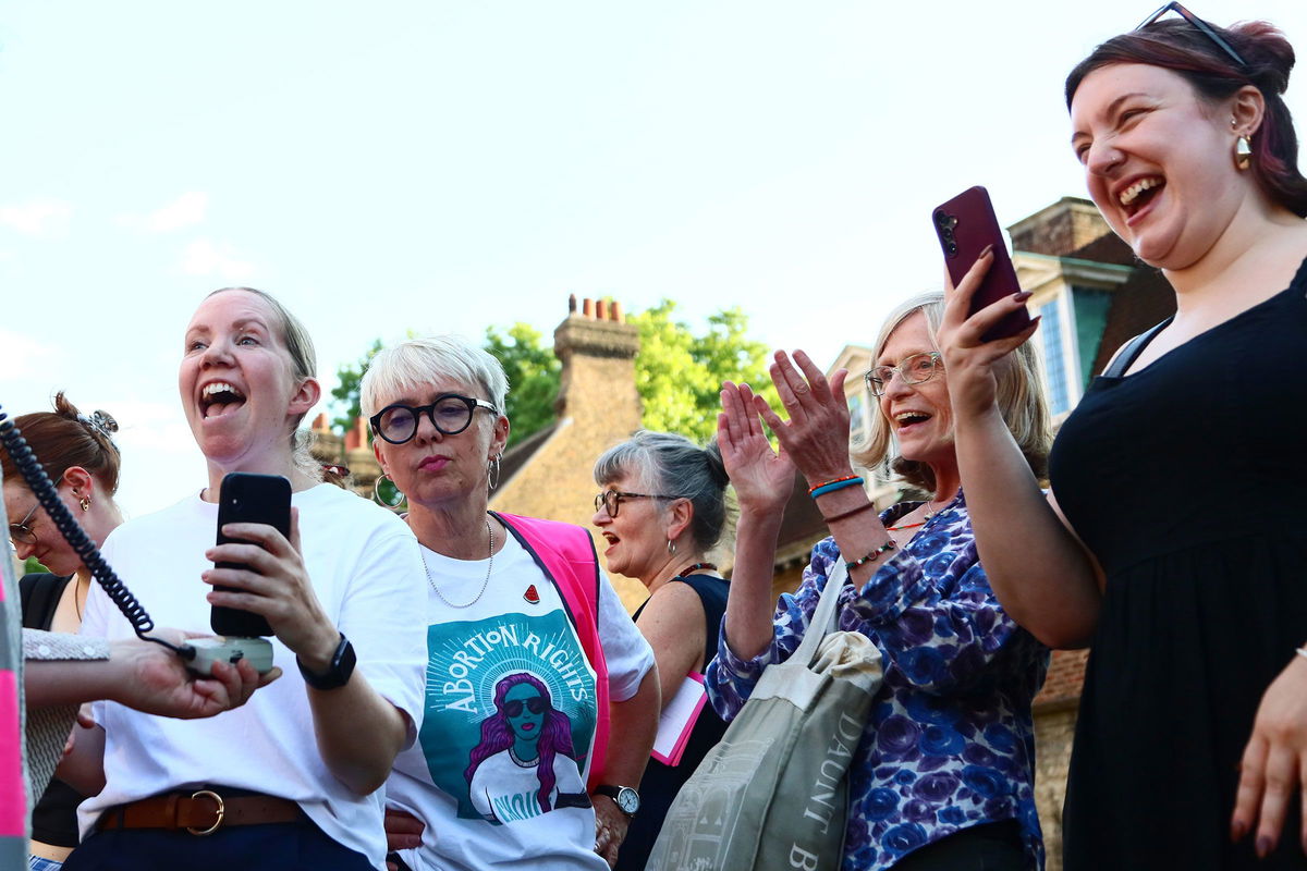 <i>Alishia Abodunde/Getty Images via CNN Newsource</i><br/>Activists from pro-choice group Abortion Rights