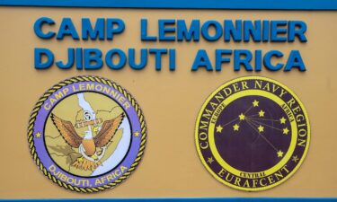 A sign outside Camp Lemonnier in Djibouti
