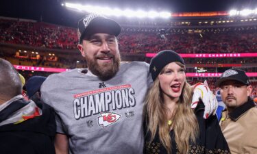 Taylor Swift and Travis Kelce in January.