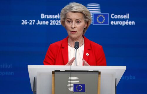 European Commission President Ursula von der Leyen speaks at an EU summit in Brussels on June 26.