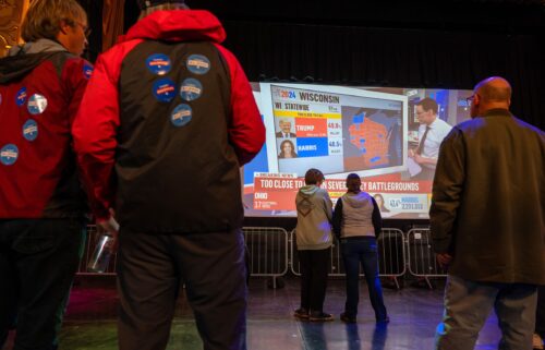 People wait for election results on November 5