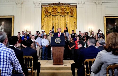 President Donald Trump speaks in the East Room of the White House in Washington