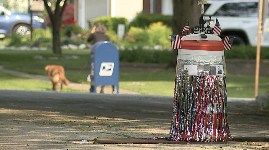 <i>WXYZ via CNN Newsource</i><br/>Sinkhole cover decorations for Memorial Day