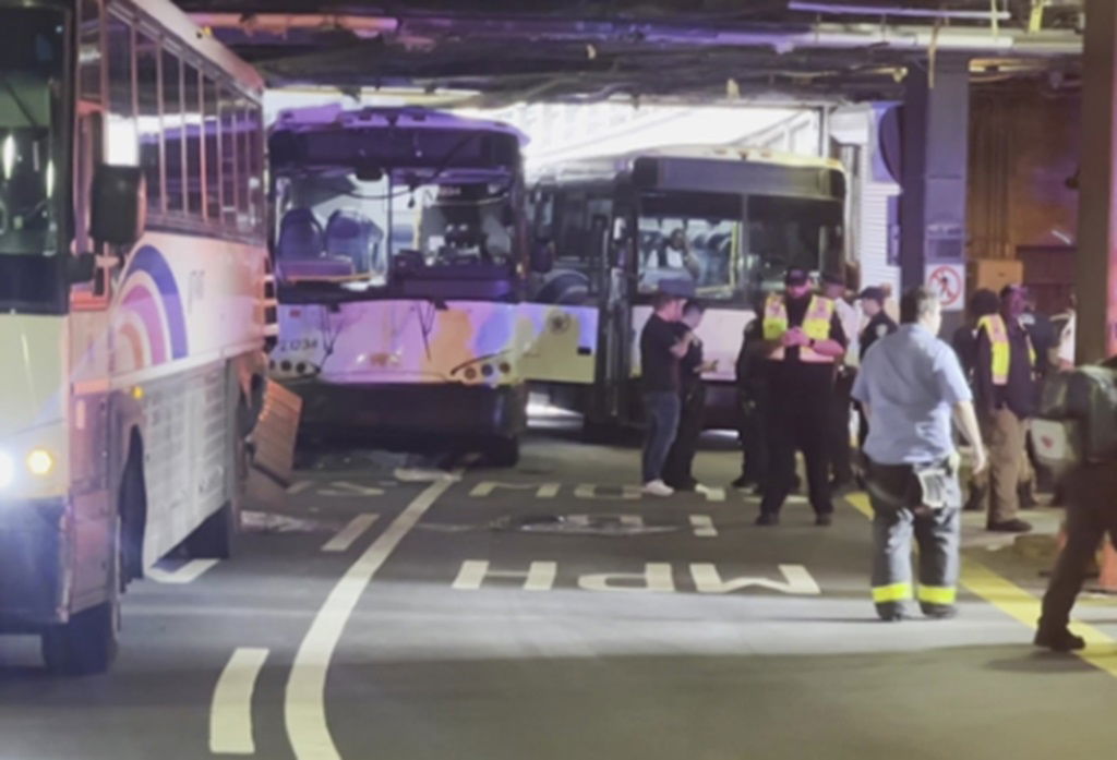<i>WCBS/WLNY via CNN Newsource</i><br/>A crash at Port Authority Bus Terminal injured at least a dozen people Wednesday morning in New York City.
