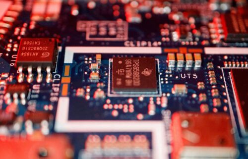 A man works at a chip maker in Binzhou city