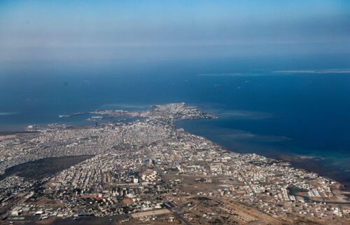 This aerial photo shows Djibouti