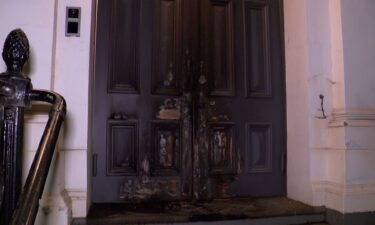This screengrab taken from a video shows the aftermath of an arson attack on a synagogue in East Melbourne