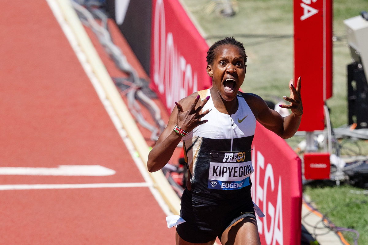 <i>Kirby Lee/Imagn Images/Reuters Connect via CNN Newsource</i><br/>Beatrice Chebet won the women's 5
