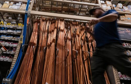 Copper pipes are displayed in a home rebuilding store on July 9 in New York City. After President Donald Trump said he would impose a 50% tariff on imports of the metal