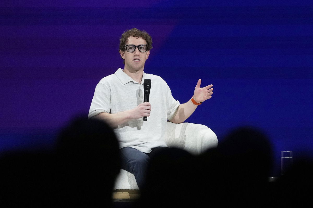 <i>Jeff Chiu/AP via CNN Newsource</i><br/>Meta CEO Mark Zuckerberg speaks at LlamaCon 2025