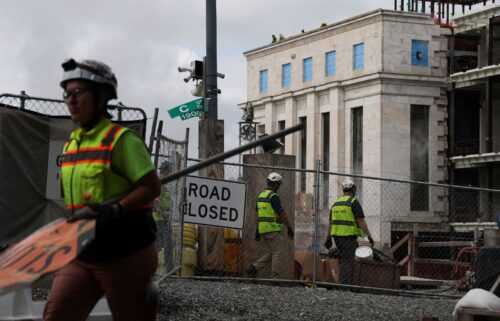 Major construction work continues at the Federal Reserve building in Washington