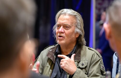 Former White House Chief Strategist Steve Bannon speaks with attendees at Turning Point's annual AmericaFest 2024 in Phoenix