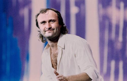 Phil Collins performs on the stage of the John F. Kennedy Stadium in Philadelphia on July 13