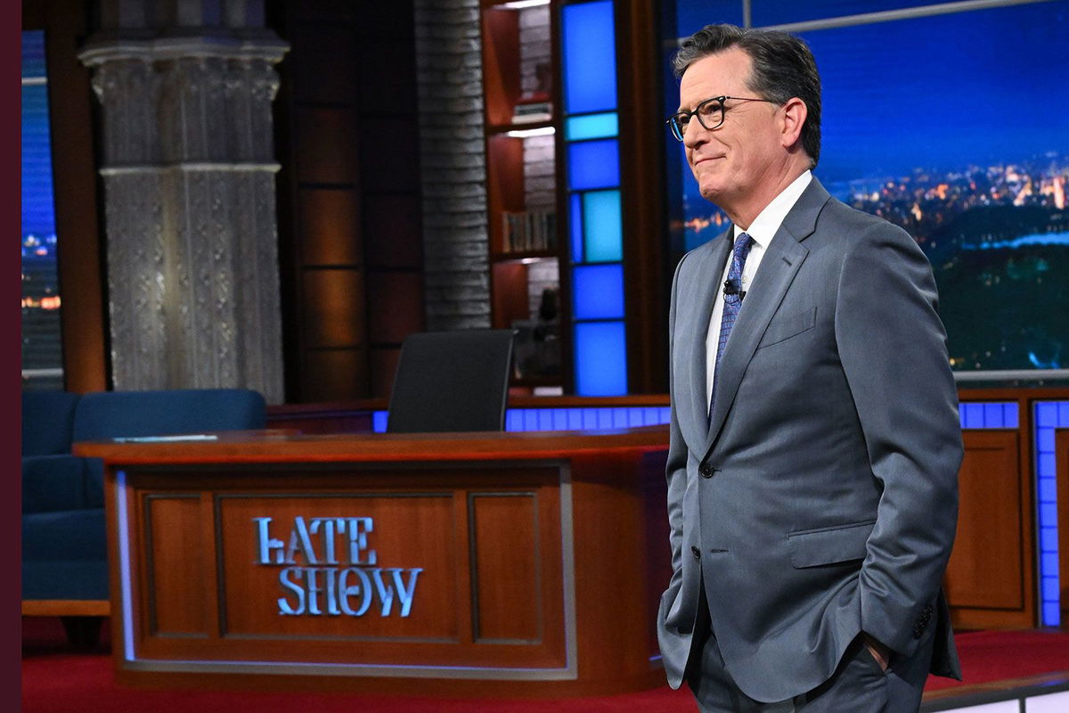 <i>Scott Kowalchyk/CBS/Getty Images/File via CNN Newsource</i><br/>“The Late Show with Stephen Colbert” is taped for the Thursday