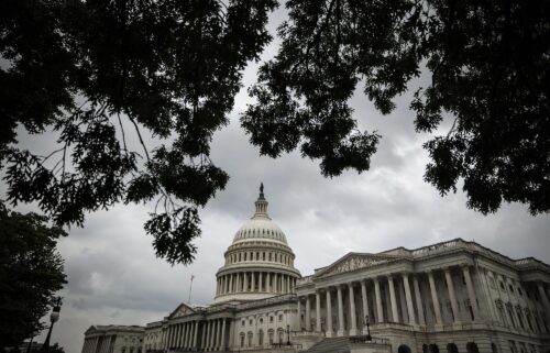 Storm clouds hang over the U.S. Capitol building on Capitol Hill on July 10 in Washington