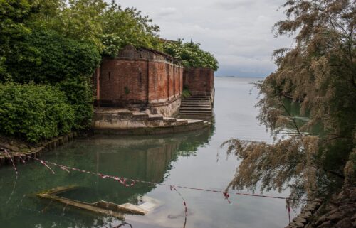 A view of the 19th-century asylum on Poveglia is pictured.