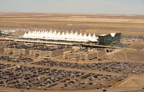 A 2023 aerial view of Denver International Airport
