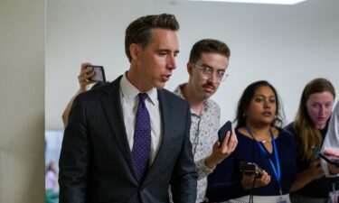 Sen. Josh Hawley in the basement of the US Capitol in Washington
