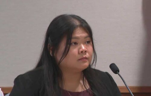 A woman who claims her adoptive parents kept her in a basement dungeon in New Boston shared her story in court Tuesday.