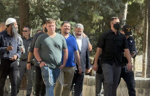 The worshippers prayed at the compound on Tisha B'Av