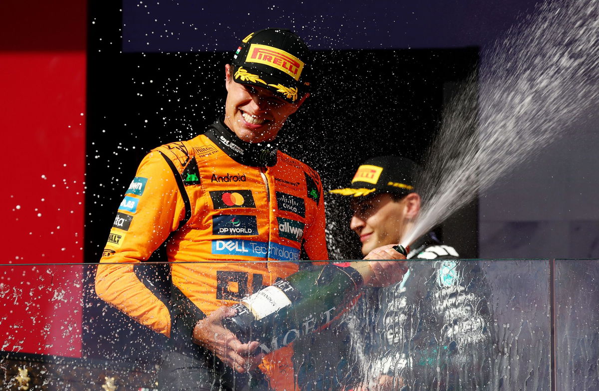 <i>Clive Rose/Getty Images via CNN Newsource</i><br/>Lando Norris cut teammate Oscar Piastri's drivers' championship lead to just nine points.