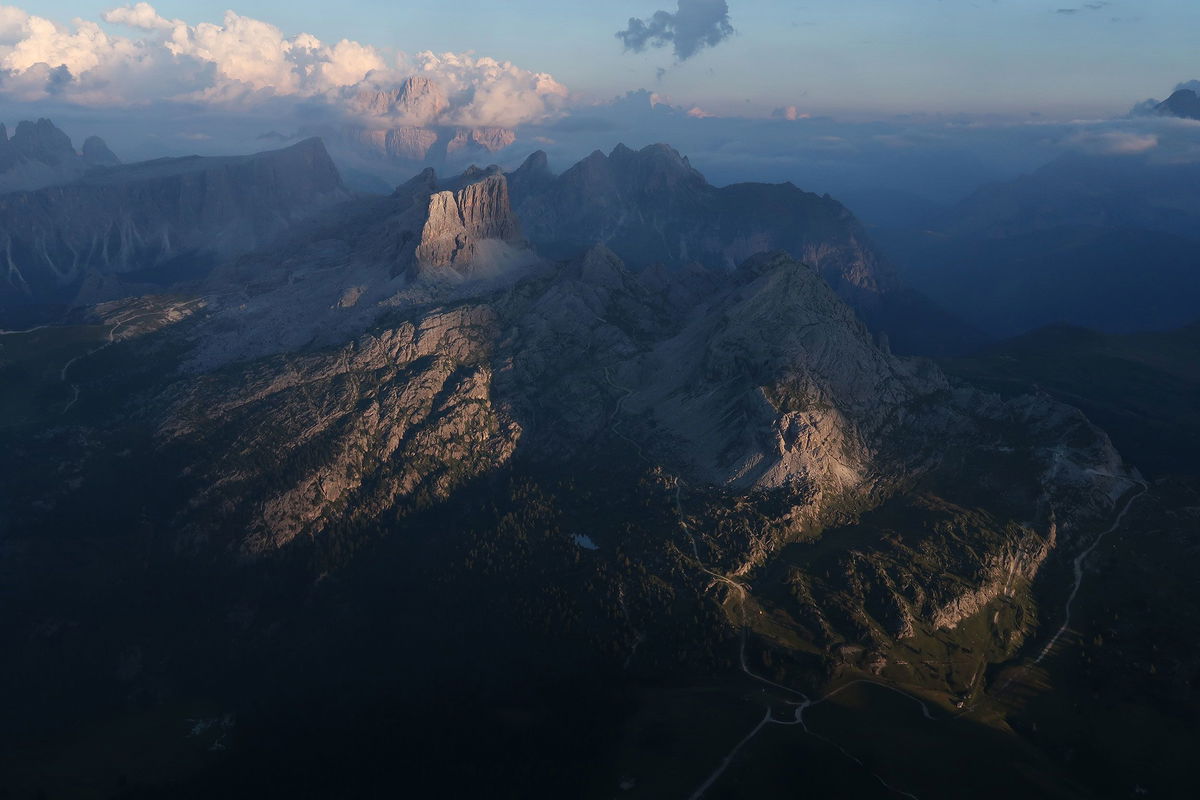 <i>Sean Gallup/Getty Images via CNN Newsource</i><br/>A view of the Nuvolau mountain group is pictured in the Dolomites. A British hiker who had to be airlifted to safety after he ignored signs and crossed warning barriers in the Italian Dolomites is paying a high price for his rescue.