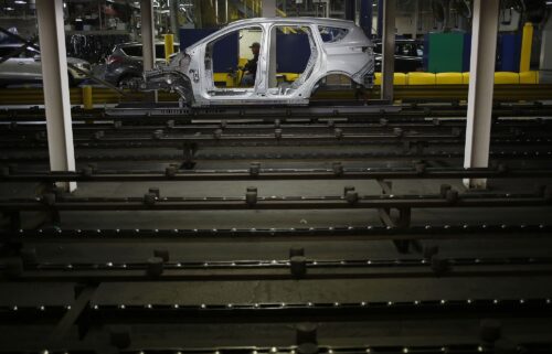 The metal frame of a Ford Escape SUV on the production line at the Ford Louisville Assembly plant in Kentucky. Ford will stop producing the Escape in Louisville