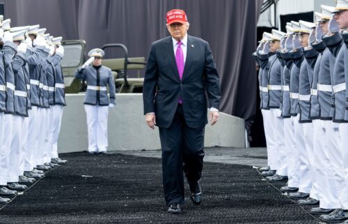 US President Donald Trump is seen here at West Point on May 24