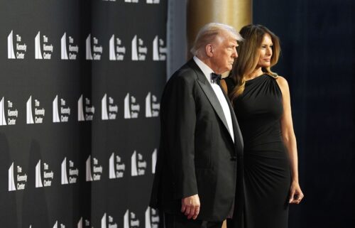 President Donald Trump and first lady Melania Trump arrive to view opening night of "Les Miserables