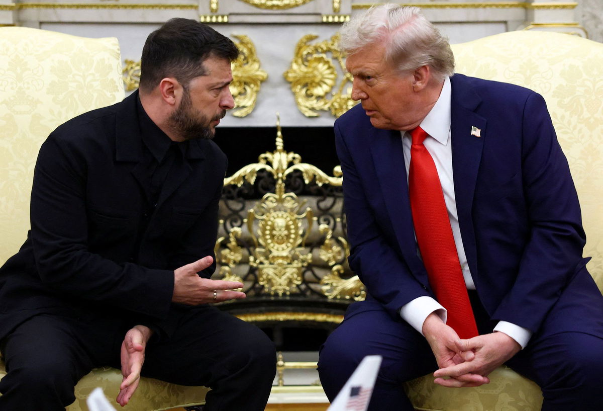 <i>Kevin Lamarque/Reuters via CNN Newsource</i><br/>US President Donald Trump and Ukrainian President Volodymyr Zelenskiy meet at the Oval Office of the White House on August 18.