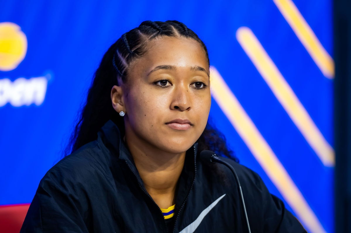 <i>Robert Prange/Getty Images via CNN Newsource</i><br/>Naomi Osaka talking to the media after defeating Hailey Baptiste in the US Open second round.