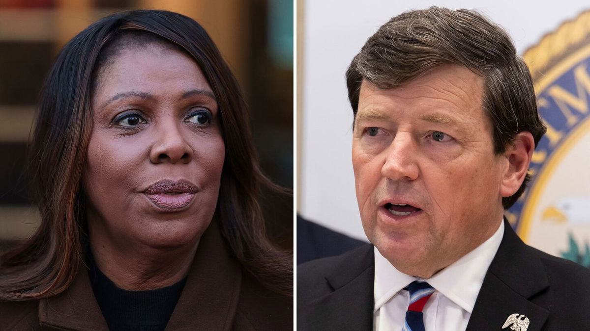 <i>Getty Images via CNN Newsource</i><br/>NY Attorney General Letitia James and Ed Martin are pictured in a split image.
