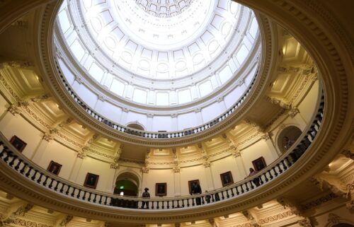 A Texas state trooper posts outside of the House Chamber