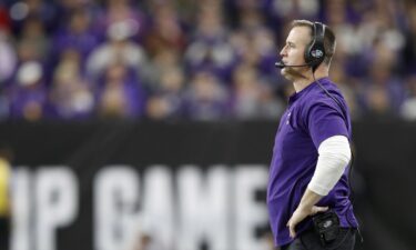 Pat Fitzgerald on the sidelines in Northwestern's 2018 Big Ten Championship Game appearance. The school and coach announced August 21 they've settled a wrongful termination lawsuit.