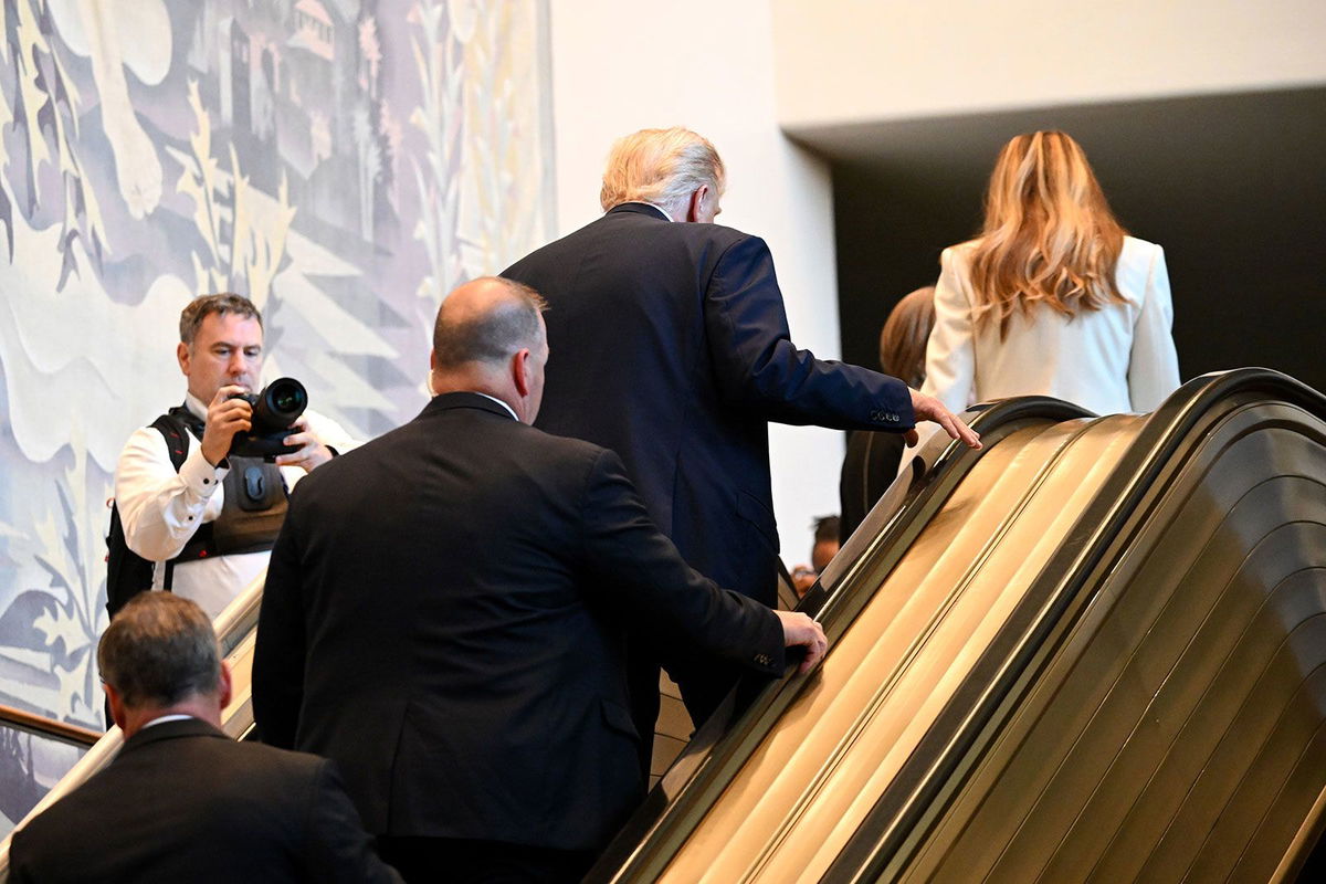 <i>Chip Somodevilla/Getty Images via CNN Newsource</i><br/>A general view as U.S. President Donald Trump speaks during the 80th session of the UN’s General Assembly (UNGA) at the United Nations headquarters on September 23 in New York City.