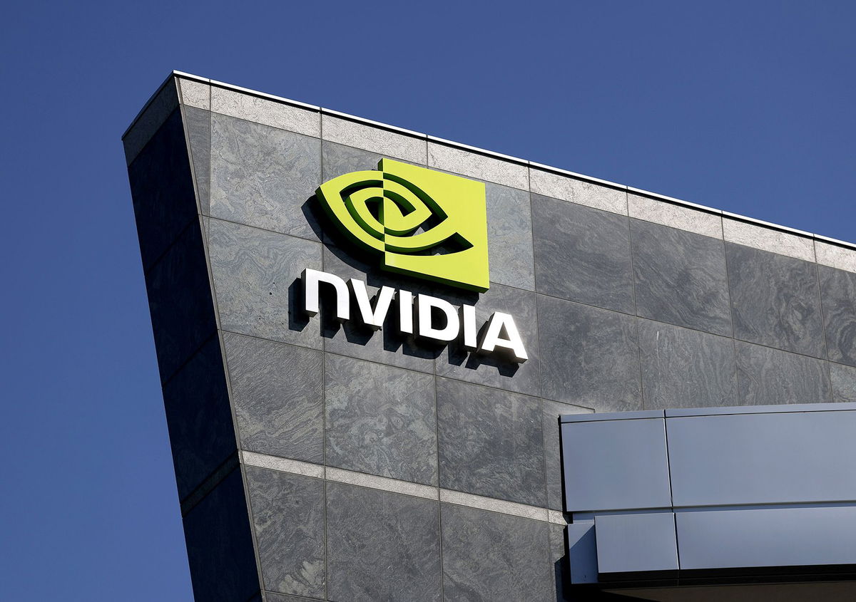<i>Justin Sullivan/Getty Images via CNN Newsource</i><br/>A building at Nvidia headquarters