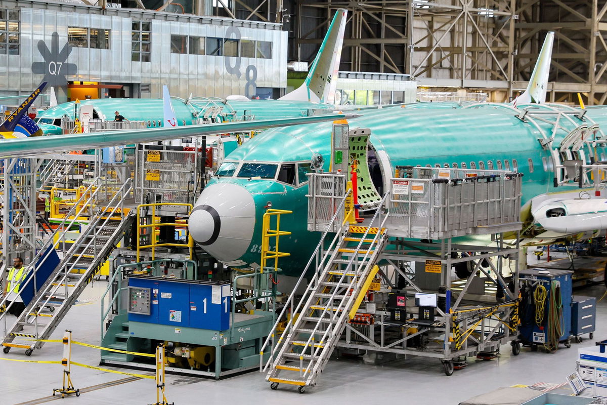 <i>Jennifer Buchanan/Pool/AFP via Getty Images via CNN Newsource</i><br/>Boeing 737 MAX aircraft are assembled at the Boeing factory in Renton