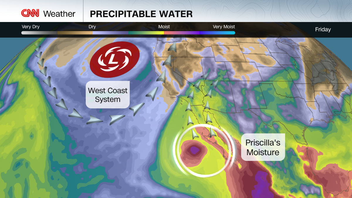 <i>CNN Weather via CNN Newsource</i><br/>An elevated risk of excessive rainfall with the potential to trigger flash flooding is expected over the Southwest Friday into early Saturday