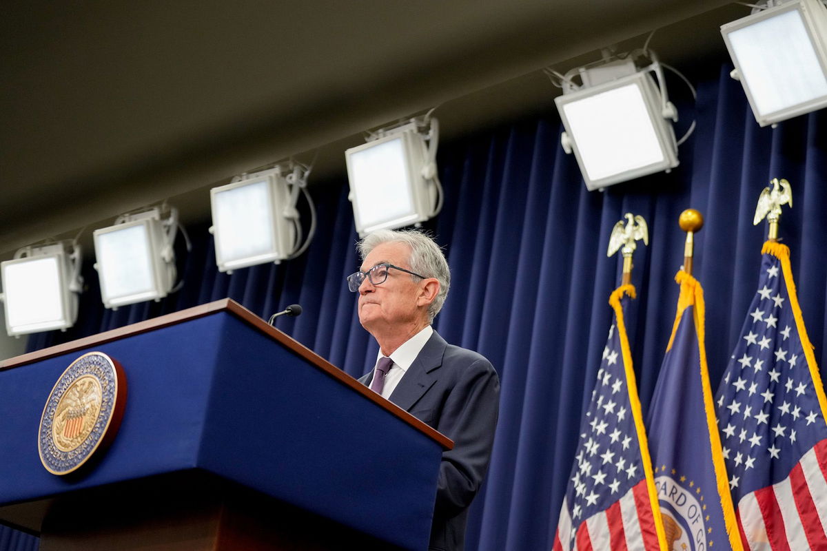 <i>Kent Nishimura/Bloomberg/Getty Images via CNN Newsource</i><br/>Federal Reserve Chair Jerome Powell at a news conference in Washington