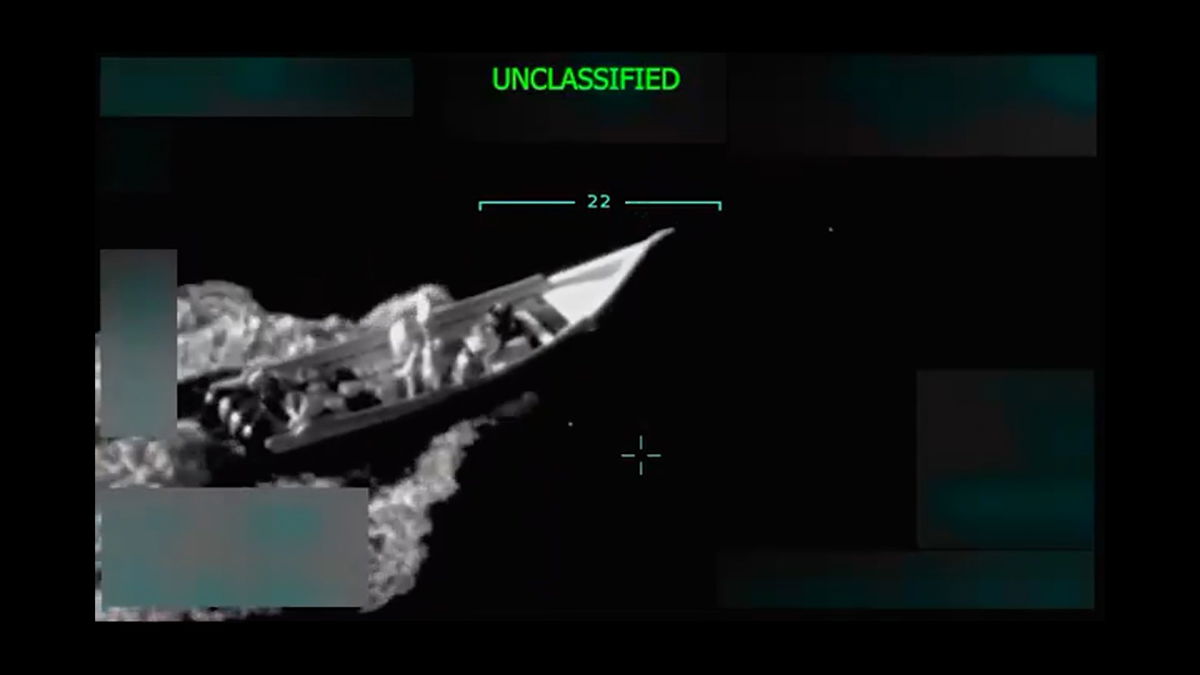 This screengrab of a video posted to Donald Trump’s Truth Social account on September 2 shows what Trump described as a Tren de Aragua boat carrying drugs from Venezuela.